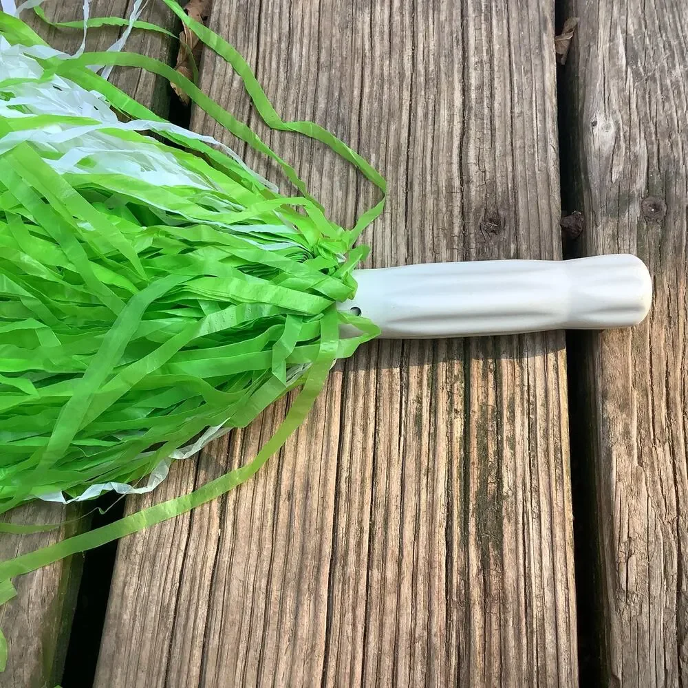 Cheerleading Pom Poms Pair Green White 13